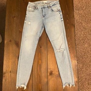 Zara High Rise Distressed Skinny Jeans